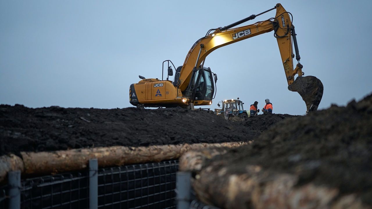 Fortifications being built in the Sumy region, Ukraine