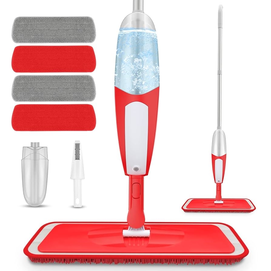 Amazon.com: Spray Floor Mops for Floor Cleaning, UMAYCOOL Floor Mops Microfiber  Spray Mop Dry Wet Mop Dust Mop with 4 Reusable Mop Pads & 550ML Refillable  Bottle for Cleaning Laminate, Tile, Wood,