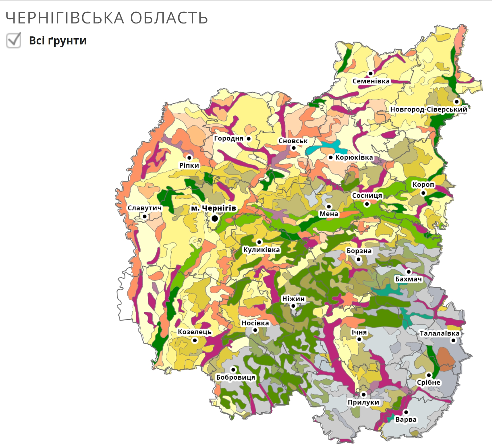 ґрунти в Чернігівській області: