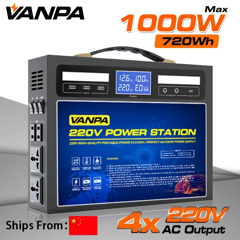 Vanpa multi-function portable power supply 220 V 1000 W charging outdoor  battery power station emergency generator