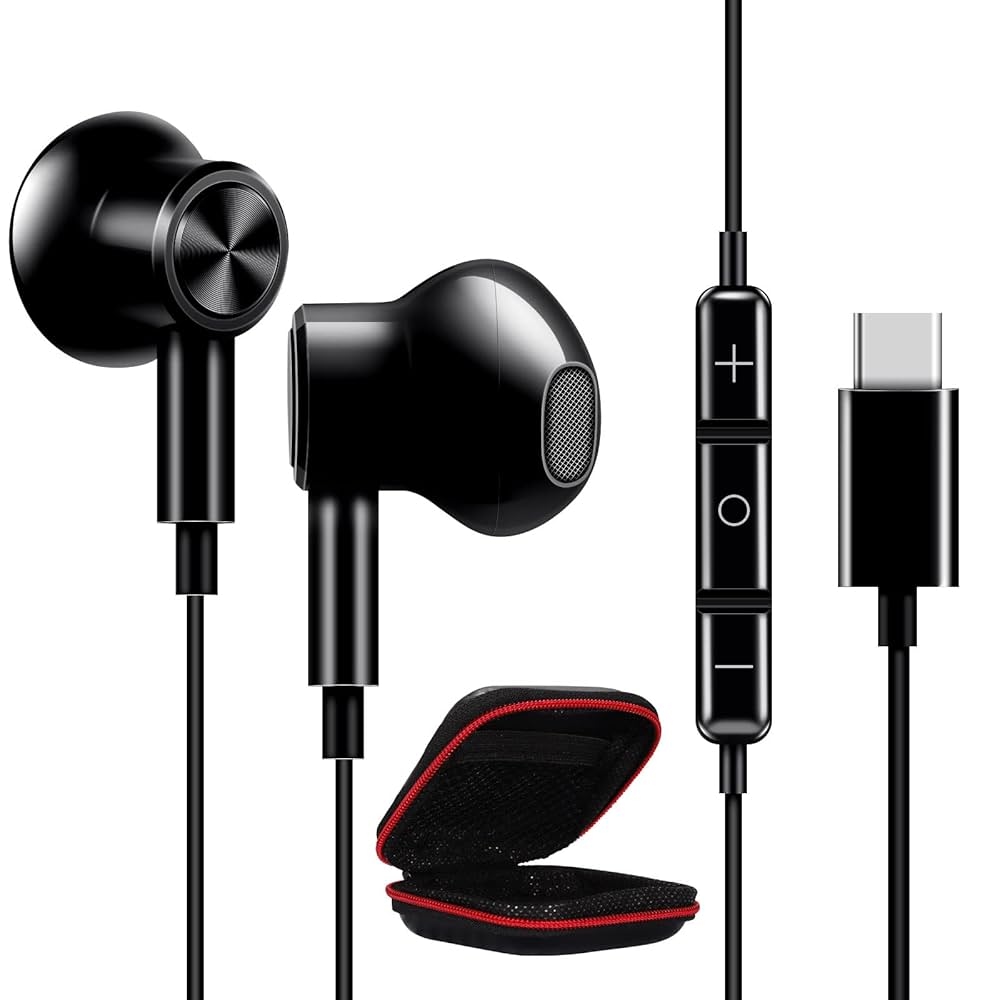 USB C Headphones with Mic for iPhone 16e 15 USB C Earphones USB Type C Headphone In Ear Earbuds Wired for Samsung A16 A26 A36 A56 A55 A35 A53 S25 S24 S23