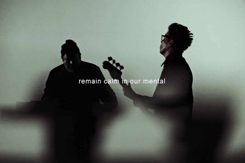May be an image of 2 people, guitar and text that says "remain calm in remaincamin,ourmental our mental"