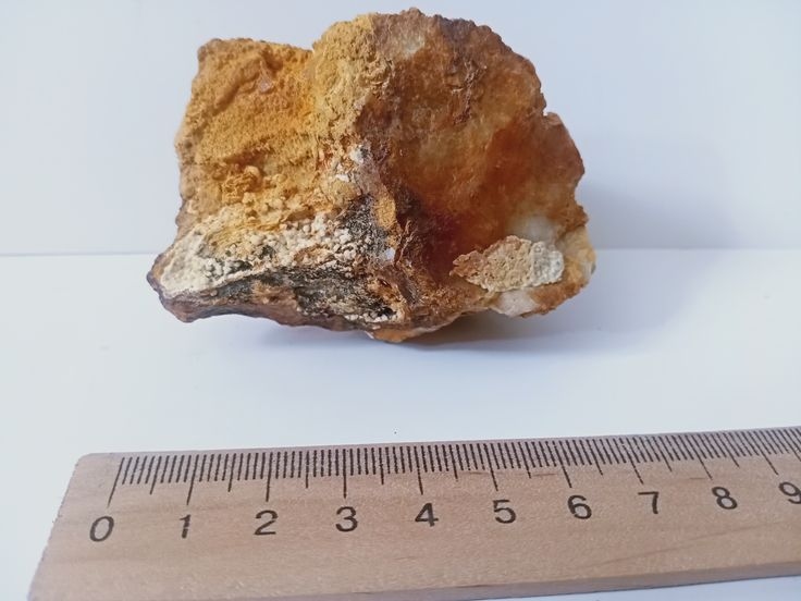 На фото можна побачити, як на контакті магматичних (кварцит) та глини утворилась кальцитова кірка