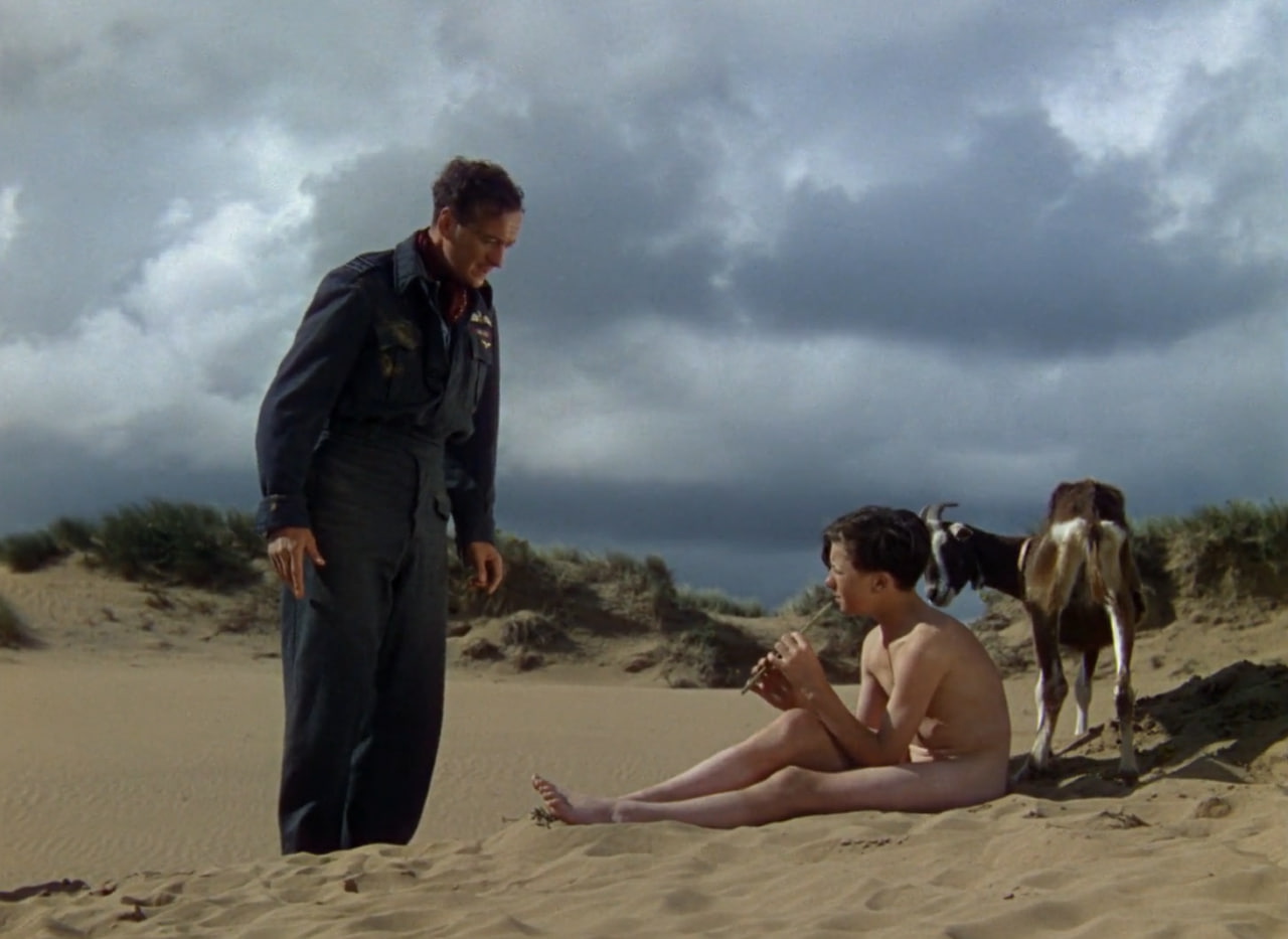 Перша зустріч Пітера з людьми після падіння, він ще думає, що помер і це потойбіччя. І я, звісно, розумію, що воно в контексті европейського розуміння раю, що тут одна суцільна метафора переродження, але все-таки нащо була хлопчика-пастуха тримати голяка? 