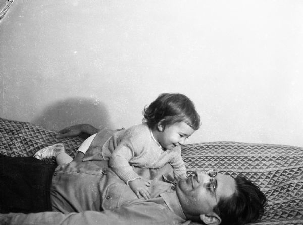 Bloch with Infant Daughter | Photograph | Wisconsin Historical Society