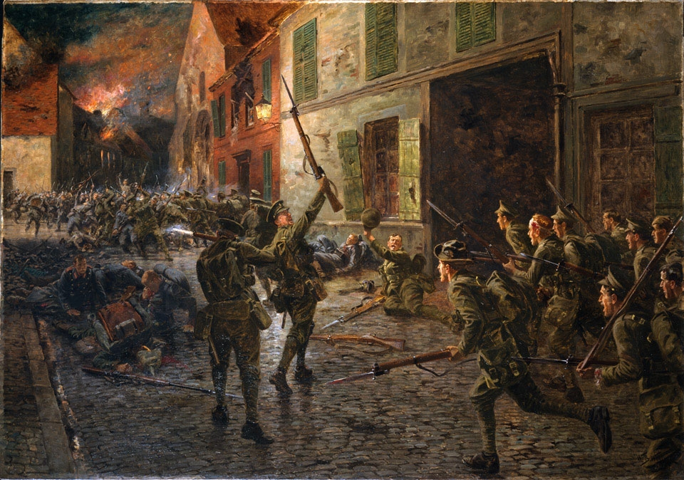 The street-fighting in Landrécies of 25-26 August 1914, by William Barns Wollen.