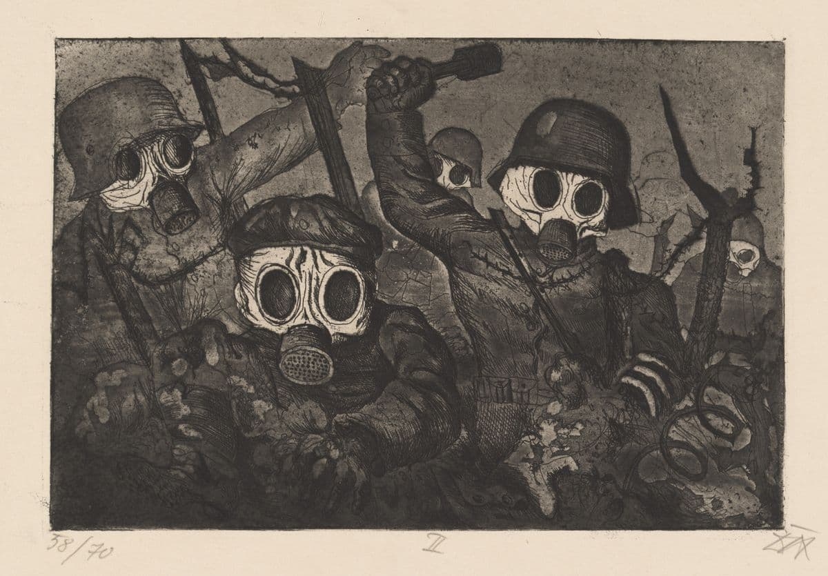 Otto Dix. Sturmtruppe geht unter Gas vor [Штурмовики атакують крізь газ]