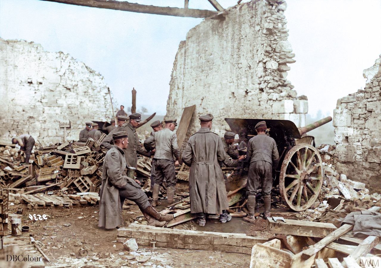 Німецькі артилеристи в Третій битві на Ені, травень 1918