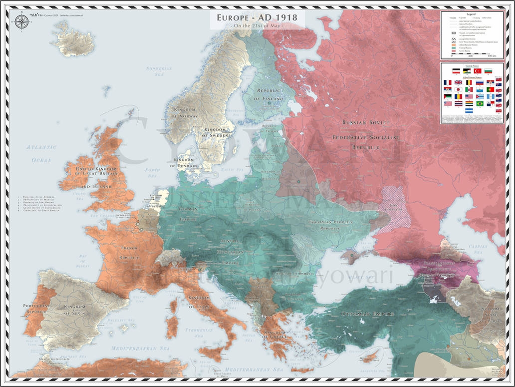 Положення альянсів на 21 травня 1918