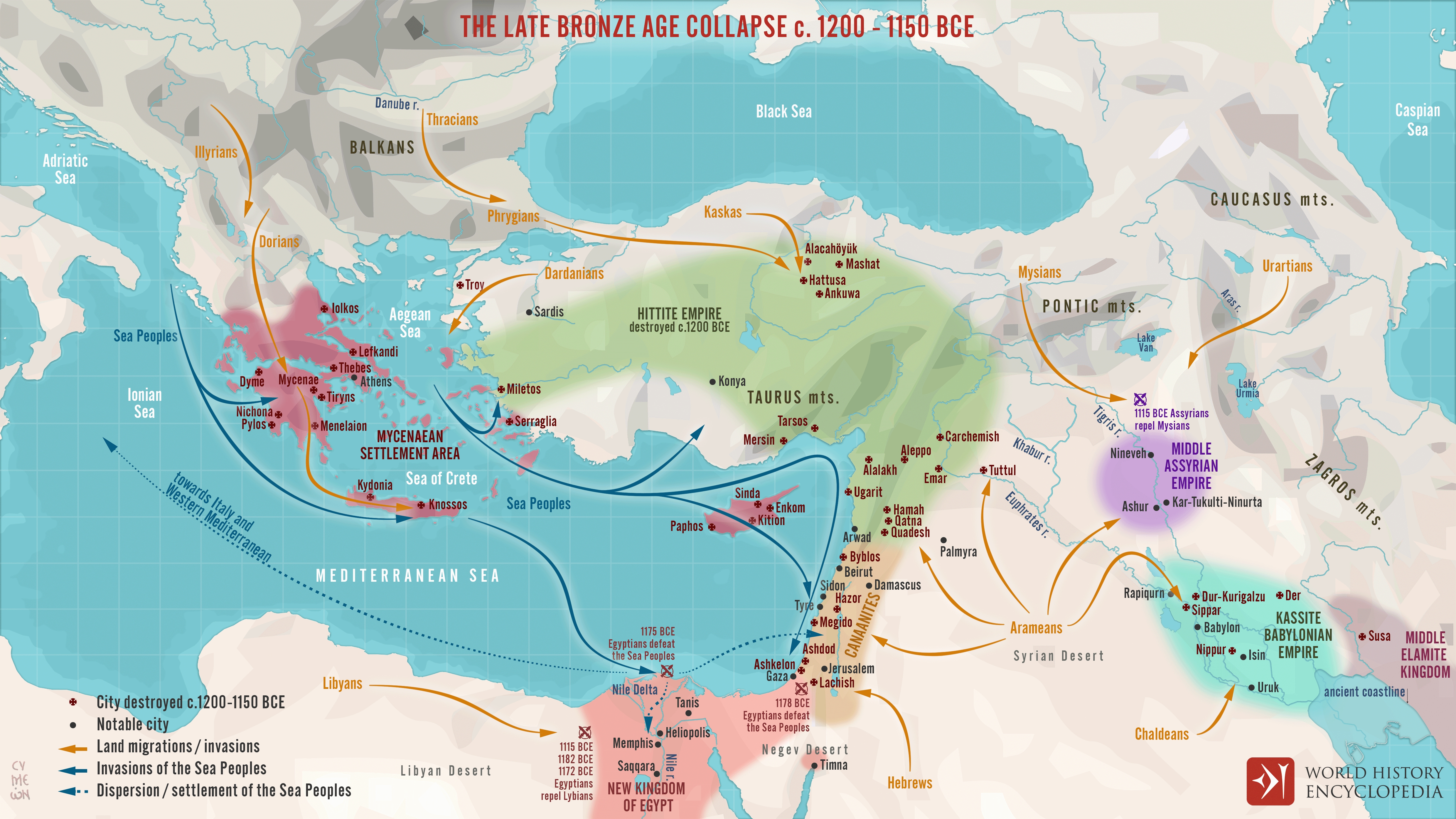 The Late Bronze Age Collapse c. 1200 - 1150 BCE (Illustration) - World  History Encyclopedia