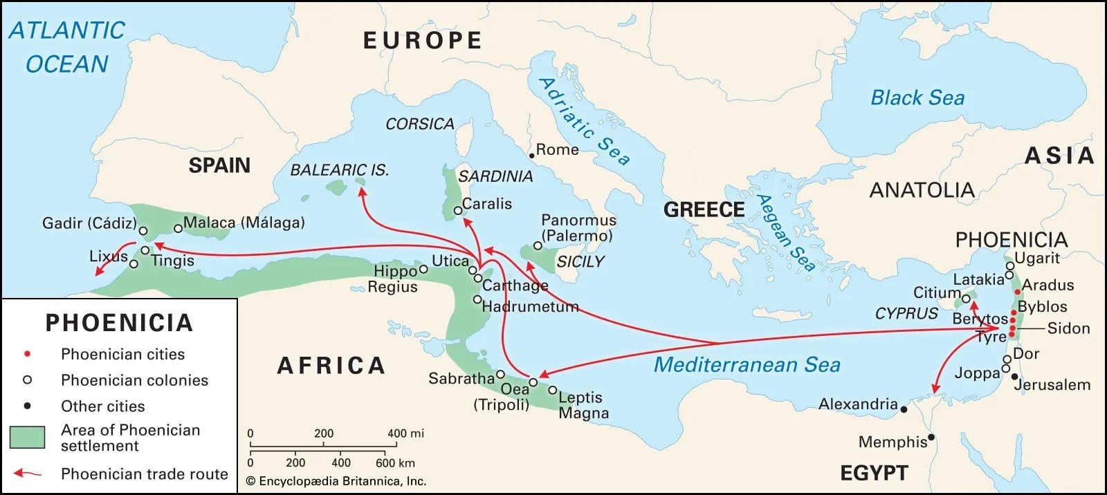 Phoenician trade routes : r/MapPorn