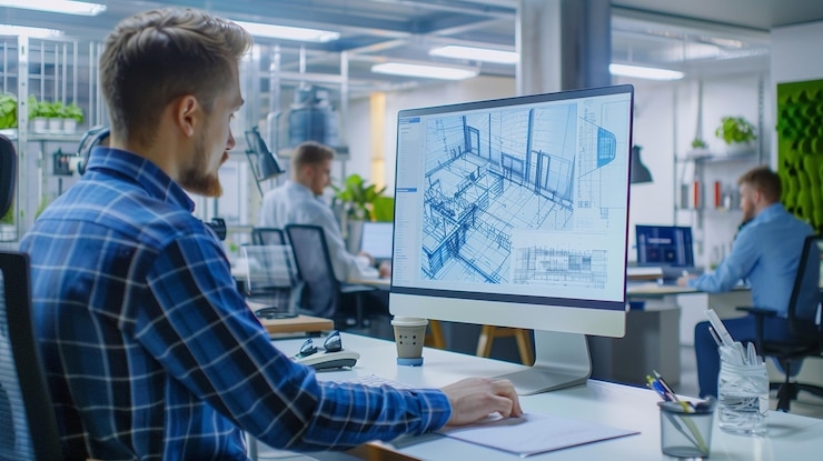 Engineer Working with CAD Software