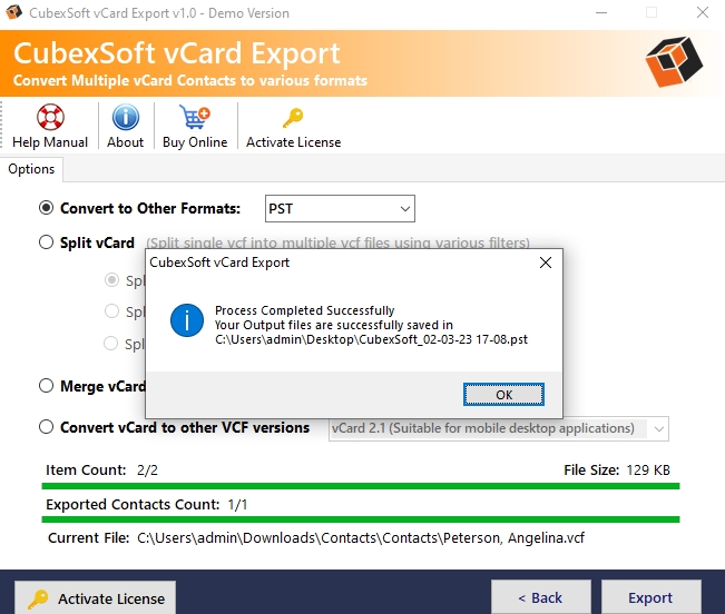 live VCF files conversion progress