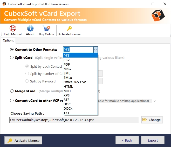 selective vcard conversion