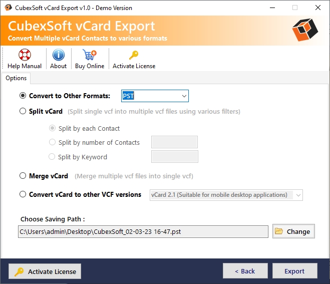choose saving file type