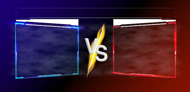 Dynamic visuals showcase a head-to-head competition, featuring vibrant colors on either side. The atmosphere buzzes with energy as teams prepare to battle. Dynamic visuals showcase a head-to-head competition, featuring vibrant colors on either side. The atmosphere buzzes with energy as teams prepare to battle Gacorx500 vs stock illustrations