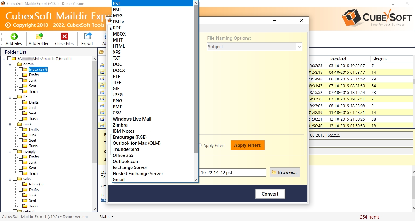 choose saving file format