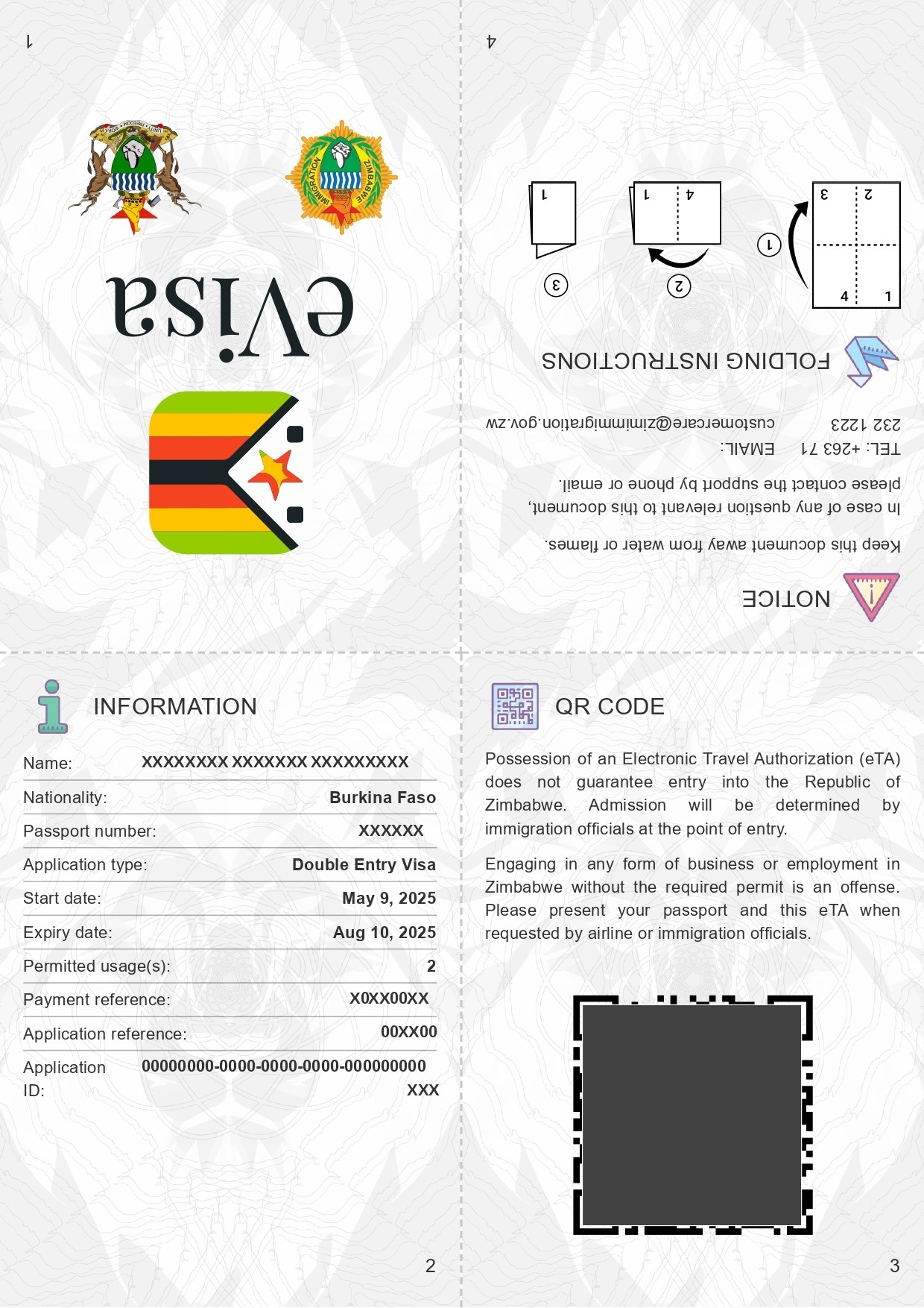 Zimbabwe Evisa Travel Sample Page