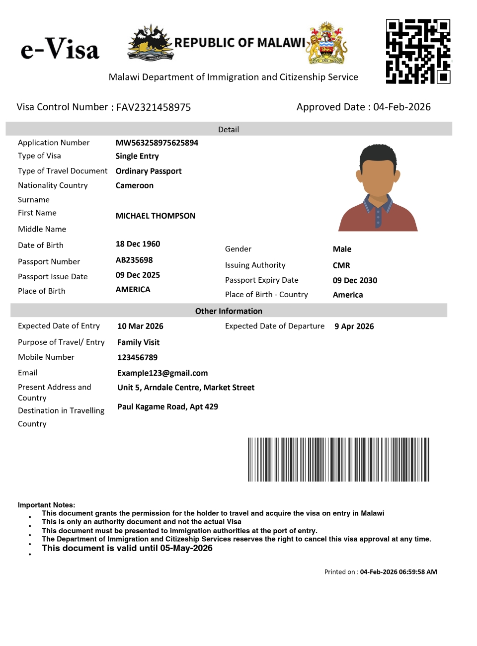 Malawi eVisa Approval