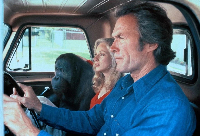 Як тільки зможеш - Клінт Іствуд, Сондра Локк і Клайд (Орангутан) 