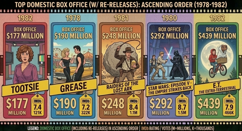 Інфографіка ТОП в американськом прокаті 1978-1982 (із повторними показами) - Імперія на 2 місці