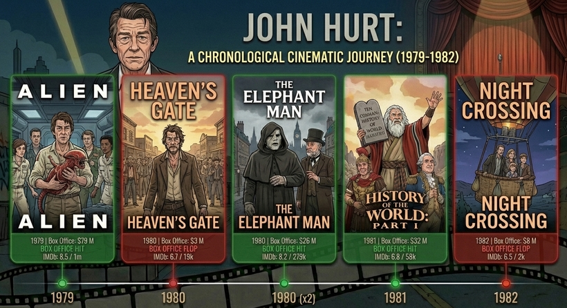 Інгфографіка касових зборів фільмів Джона Герта в період з 1977 по 1982