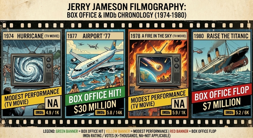 Інфографіка касових зборів фільмів режисера Джеррі Джеймсона в період 1974 - 1980