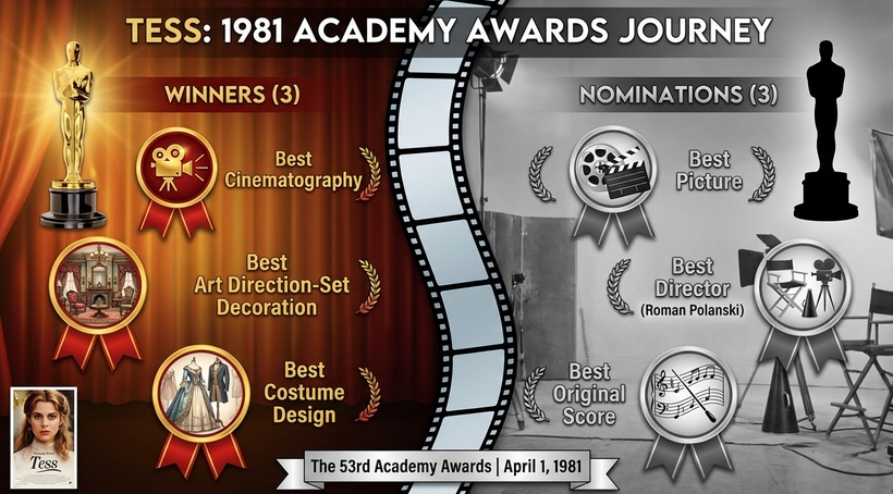 Інфографіка - номінацій на перемог на Оскарі 1981 для фільму Тесс
