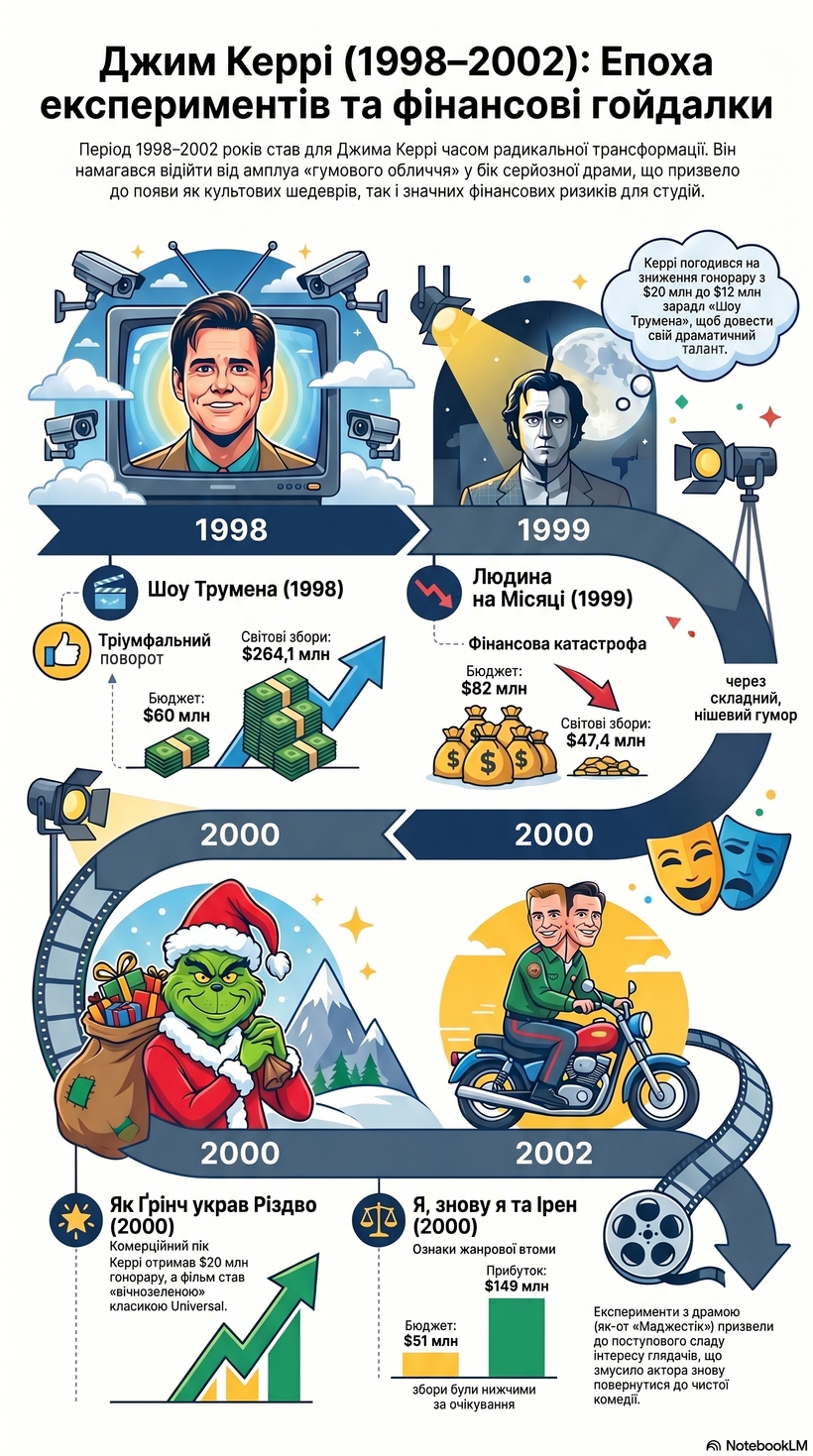 Джим Керрі - інфографіка кар'єри в період 1998 - 2002