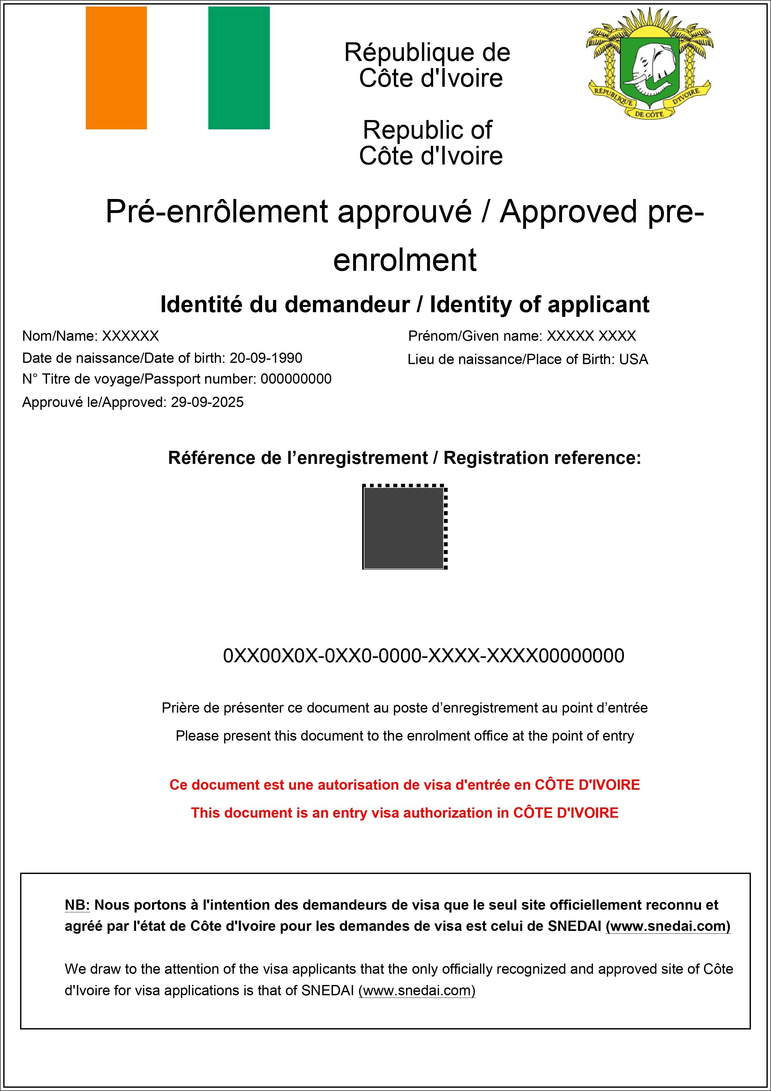 Ivory Coast Approval