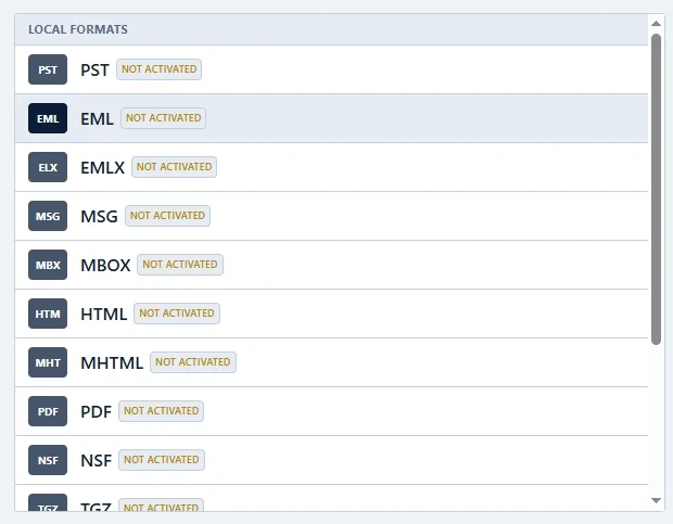 select eml format