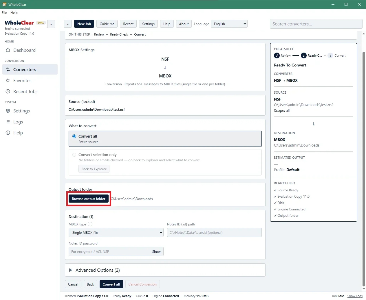 select location to save file