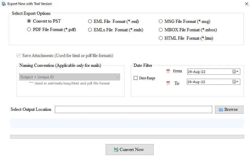 Export options