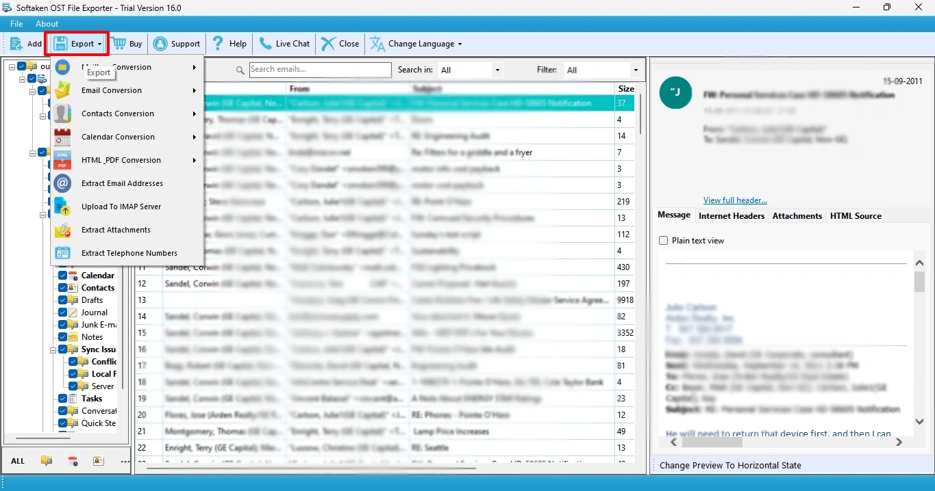 Main Window – Folders and Items