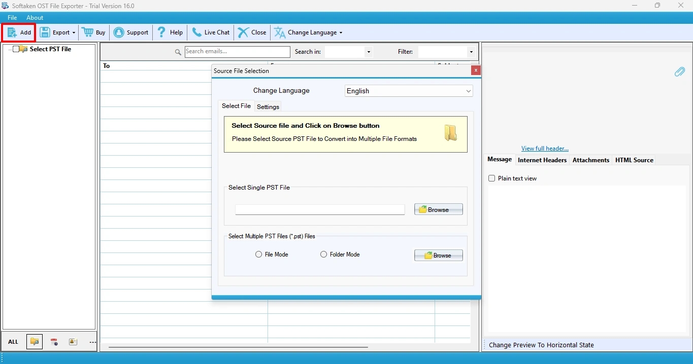 Browse – Add OST Files