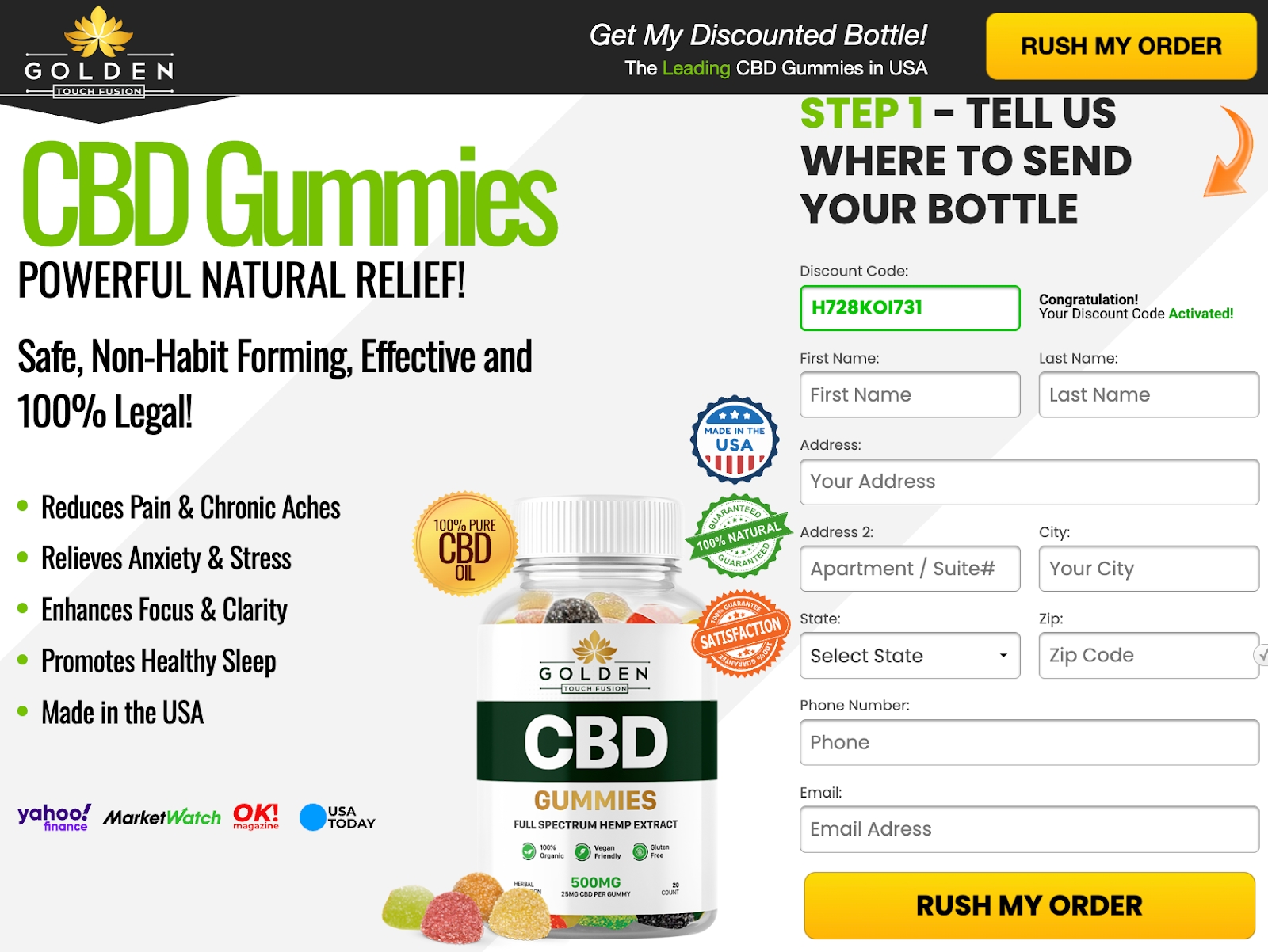 Buy Golden Touch Fusion CBD Gummies