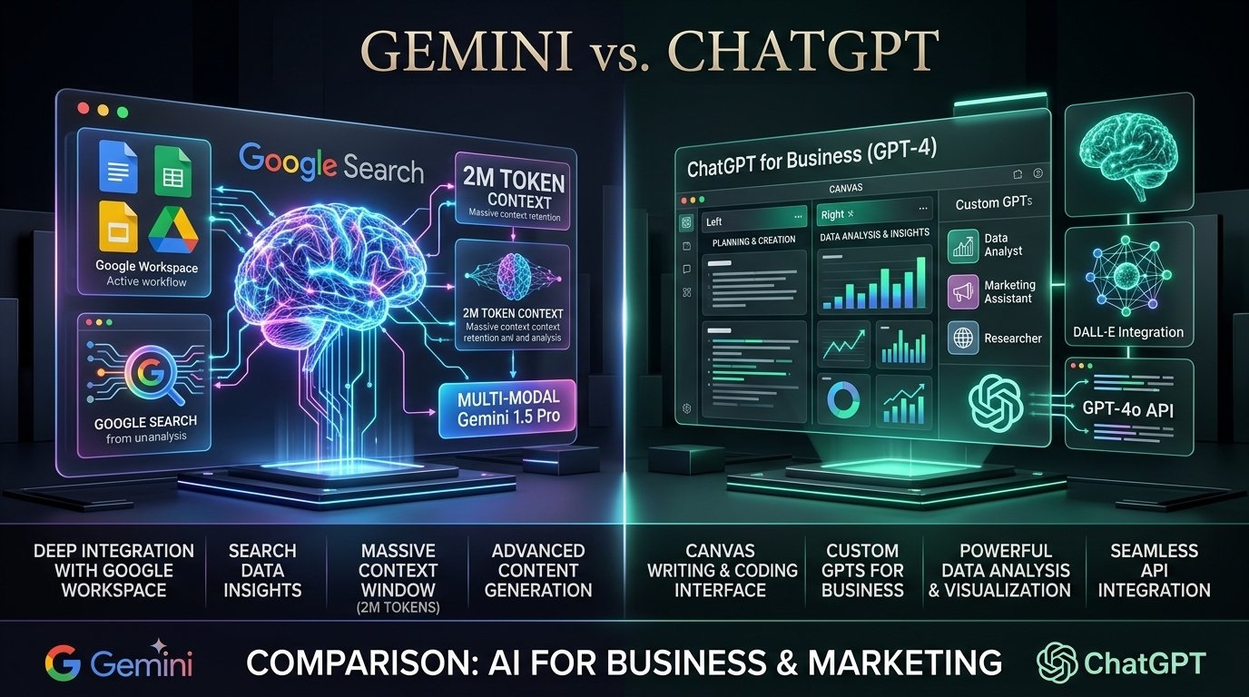 Google Gemini vs. OpenAI ChatGPT: Feature & ecosystem comparison for enterprise marketing teams in 2026.